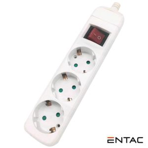 Extensão Elétrica 3x Schuko C/ Interruptor ENTAC - (ERWSEG3-SW)