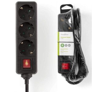 Extensão Elétrica 3x Schuko C/ Interruptor 1.5m - (EXSO315F2BK)