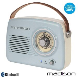 Rádio FM/Aux/BT/Mp3 Bat Extra Bass Vintage 30W Madison - (FREESOUND-VR30)