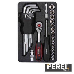 Conjunto Ferramentas C/Roquete Profissional 28 Peças Perel - (HSET13)