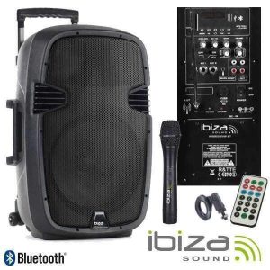 Coluna Amplificada 10" 400W USB/BT/SD/Bat/1xmic Vhf IBIZA - (HYBRID10VHF-BT)