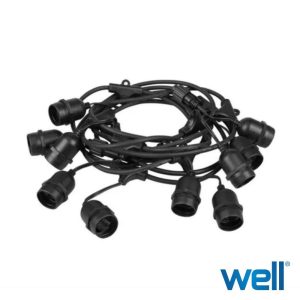 Corrente de Iluminação 16.5m P/ 15 Lâmpadas E27 IP65 WELL - (ALLEY-15/16.5BK)