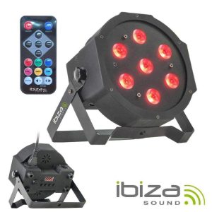 Projetor Luz C/ 7 LEDS RGBW DMX Comando IBIZA - (PARLED710)