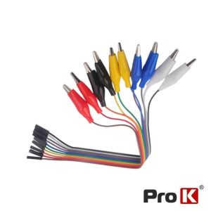 KIT 10 Cabos de ligação Jumper Fêmea / Pinças Crocodilo PROK - (PKSM10FC/20)