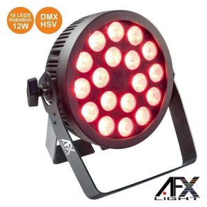 Projetor Par C/ 18 LEDS RGBAW-UV 12W DMX+hsv AFXLIGHT - (PROPAR18-HEX)