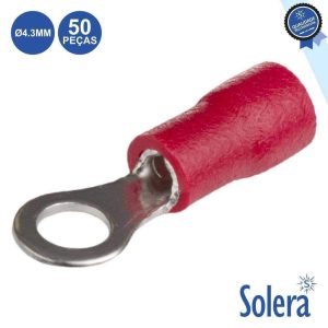 Terminal Redondo Isolado 5.3mm 50x Vermelho SOLERA - (SLR-TR15-1R/50)