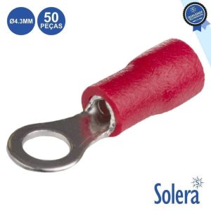 Terminal Redondo Isolado 4.3mm 50x Vermelho SOLERA - (SLR-TR15R/50)