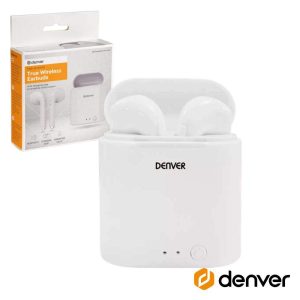 Auriculares Bluetooth V5.0 C/ Mic E Dock Carregamento DENVER - (TWE-36WHITEMK3)