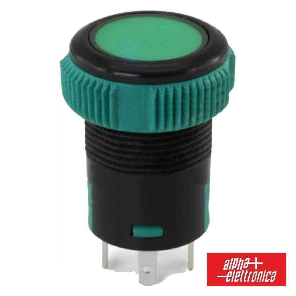 Interruptor Redondo Spst On-Off 12V Verde C/ Luz IP67 - (332-012)