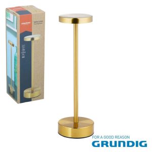 Candeeiro Mesa LED E14 Touch Cabeça Plana Dourada GRUNDIG - (42654)