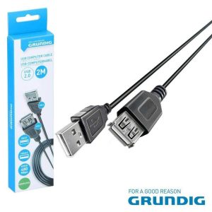 Cabo USB-A 2.0 Macho / USB-A Fêmea 2m GRUNDIG - (47240)