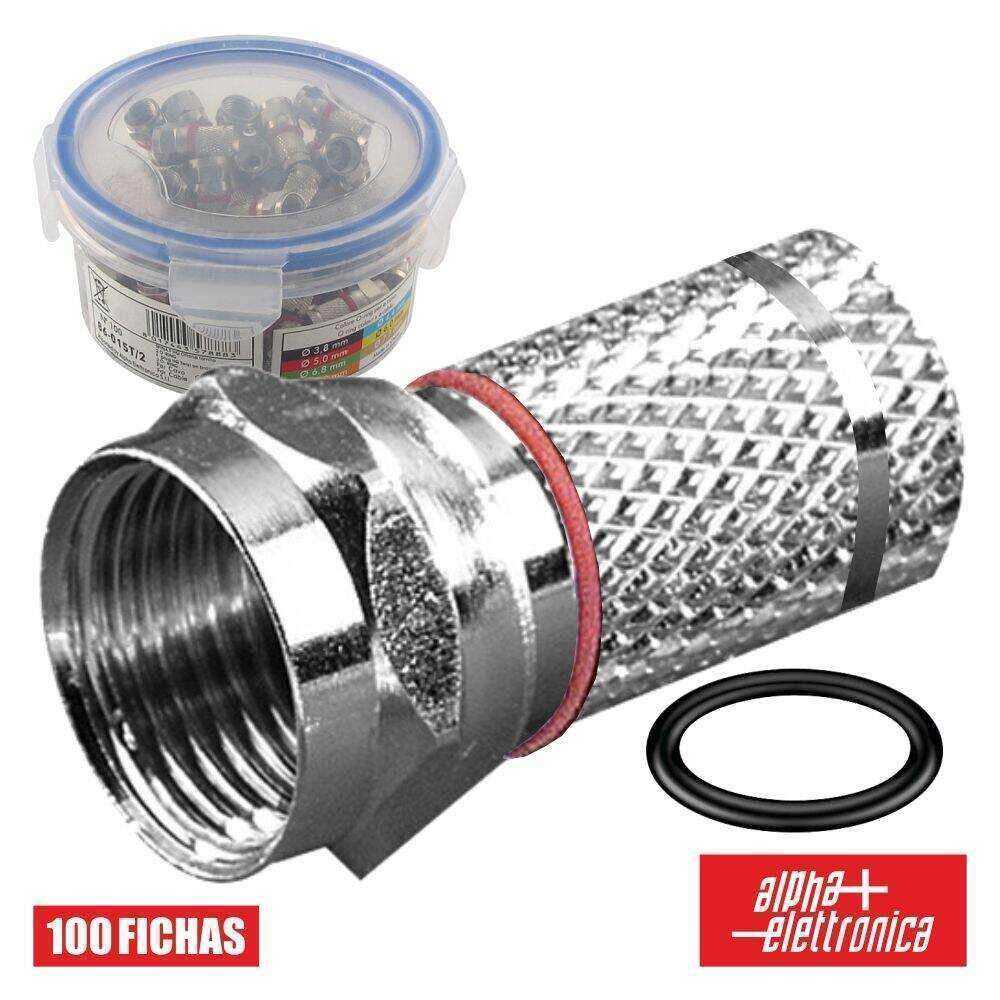 Ficha F Fêmea Niquelada Hq P/ Cabo 6.8mm RG6 C/ 2 O-Ring - (86-014T/2)