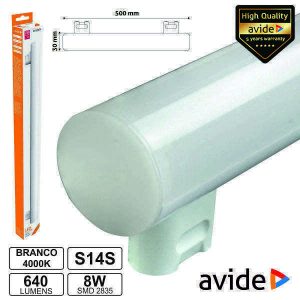 Lâmpada Tubular 8W 50cm LEDS S14s 4000k 640lm AVIDE - (ABS14SNW-8W)
