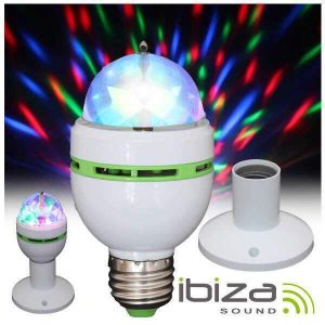Lâmpada Rotativa 3 LEDS 3W RGB E27 E Suporte IBIZA - (ASTRO-MICRO-S)