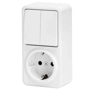 Tomada Elétrica 1x Schuko C/ Comutador Duplo Superfície - (B20101HV7)