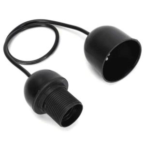 Suporte Para Lâmpada E27 Preto Cabo 0.5m