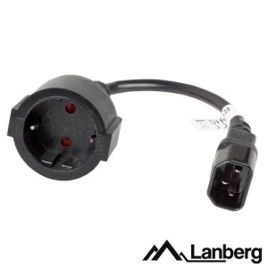 Cabo Alimentação IEC C14/ Schuko Fêmea 20cm LANBERG - (CA-C14E-10CC-0018)