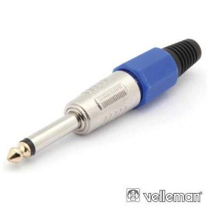 Ficha Jack 6.35mm Macho Mn Azul Profissional VELLEMAN