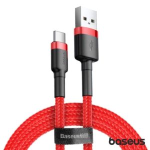 Cabo USB-A 2.0 Macho /  USB-C 3A 1m Vermelho Cafule BASEUS - (CATKLF-B09)