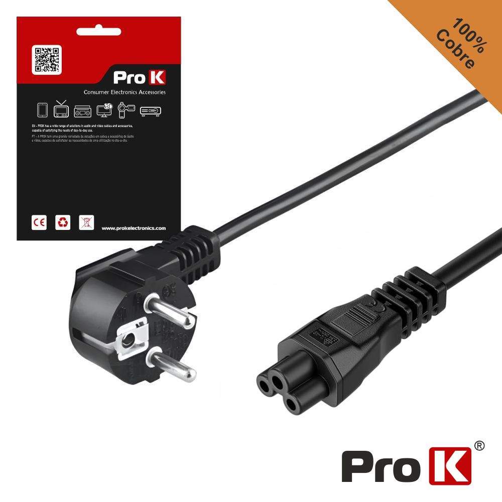 Cabo Alimentação Schuko Macho / Iec C5 Fêmea 3m PROK - (CIEC5/3B)