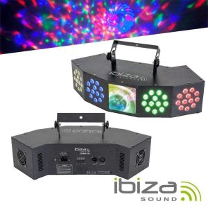 Projetor LED 3em1 Wash Moon Strobe RGBW DMX IBIZA - (COMBI-FX4)