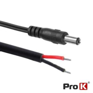 Ficha Alimentação DC Fêmea 5.5x2.5mm C/ Cabo 270mm PROK