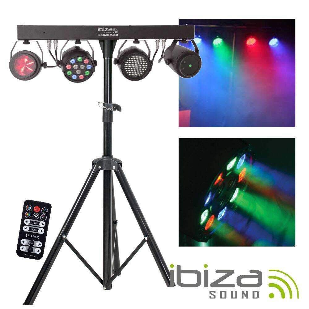 Suporte C/ 3 Projetores Par/Strobe/Moon + Laser DMX IBIZA - (DJLIGHT85LED)