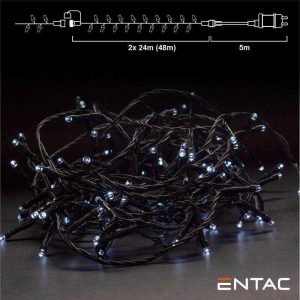 Luzes de Natal 480 LED 6400K 48m (2x 24m) C/ Alimentador - (ECL-240-CW-LSA48)