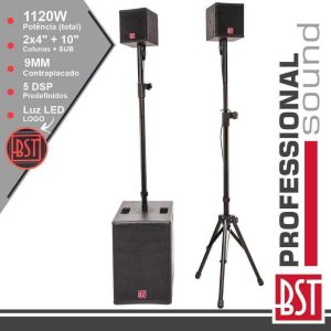 Sistema de Som Bi-Amplificado Pro 2.1 1120W Dsp BST - (FIRST-S2.1)