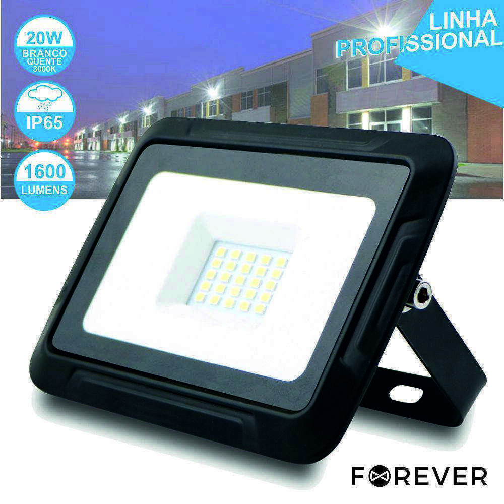 Foco LED 20W 230V Branco Quente 1600lm Preto - (FPLEPROXIM20WW)