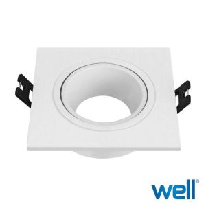 Aro Quadrado Fixo Branco P/ MR16-GU10 WELL - (FR-GU10-SF03WE-WL)