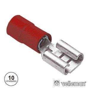 Terminal Faston Fêmea Isolado 2.8mm 10X Vermelho VELLEMAN - (FRF2)