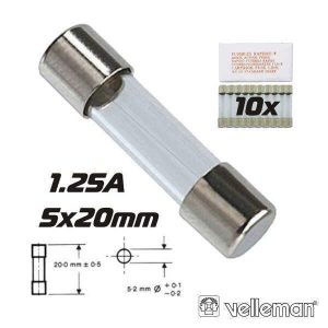 Fusível 5x20 Fusão Lenta 1.25a (10X) VELLEMAN - (FU1.25N)
