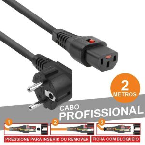Cabo Alimentação Prof. Schuko Macho 3p/ Iec C13 Fêmea 2m - (IECPRO182S)