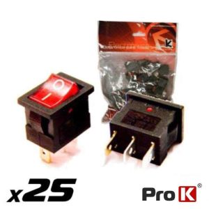 Interruptor Basculante C/ Luz 8.5A-12V Spst On-Off 25x PROK - (ITR003A/25)