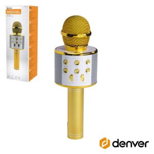 Microfone S/ Fios C/ Coluna Bluetooth Dourado DENVER - (KMS-20GOMK2)