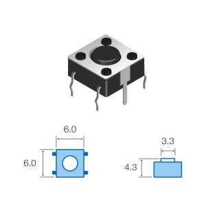 Comutador Micro Switch 6x6mm Altura 4.3mm - (KRS06043)