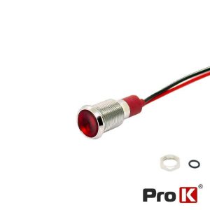 Luz Piloto Redondo De Metal 8mm 12-24V Vermelho PROK - (LLP-1224/8RED)