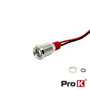 Luz Piloto Redondo De Metal 10mm 12-24V Branco PROK - (LLP-1224/10WH)
