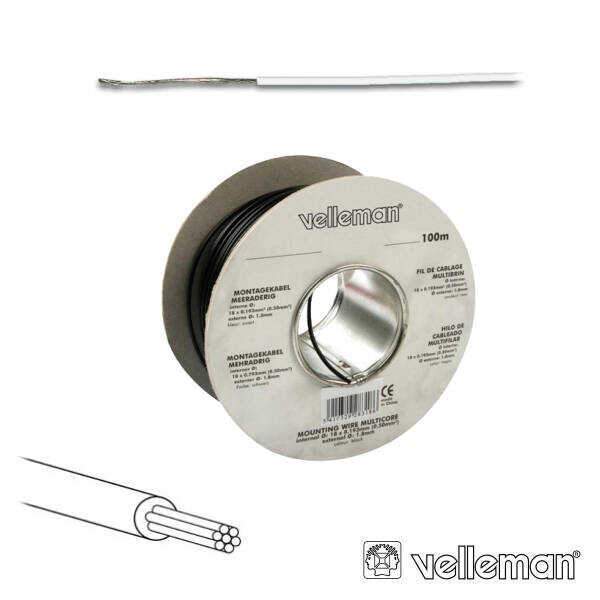 Cabo Multifilar Branco 0.20mm Rolo 100m VELLEMAN - (MOWW)
