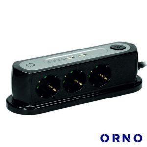 Extensão Elétrica 3x Schuko 2x USB-A C/ Interruptor 1.4m ORN - (OR-AE-13190(GS)/B)