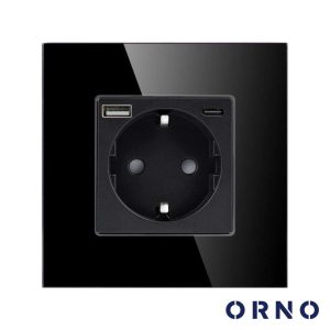 Tomada Elétrica Encastrar 1x Schuko 1x USB-A 1x USB-C ORNO - (OR-AE-13308(GS)/B)