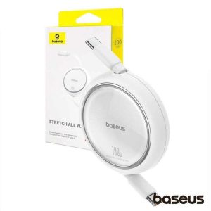 Cabo Retrátil USB-C Macho P/ USB-C Macho PD 100W Branco BASE - (P10364500211-00)