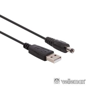 Cabo Alimentação USB-A 2.0 / DC 2.1x5.5mm VELLEMAN - (PACUSB2155)