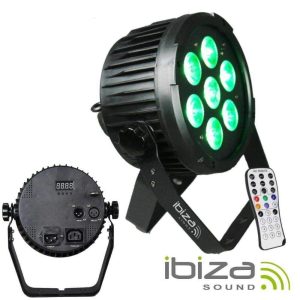 Projetor Luz C/ 7 LEDS RGBWA-UV DMX Comando IBIZA - (PARLED712IR)