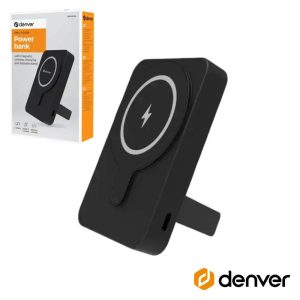 Powebank 5000mAh S/Fios C/Suporte Dobrável Preto DENVER - (PBW-5000B)
