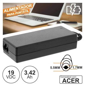 Alimentador P/ Acer 19V 3.42A 65W 5.5x1.7mm - (PSUP-NBT-AC02-WL)