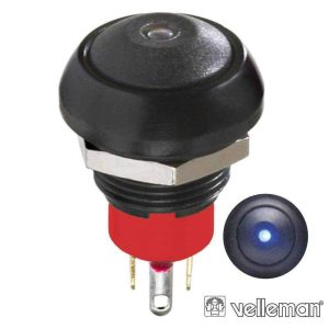 Interruptor Pressão Miniatura 1 LED 1p Spst (On)-Off Preto - (R1396B)