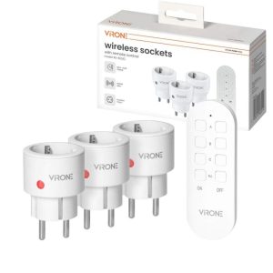Conjunto de 3 Mini Tomadas Elétricas Schuko C/ Comando - (RS-8(GS))