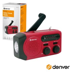 Rádio Portátil AM/FM c/ Painel Solar/Dínamo/Lanterna DENVER - (SCR-2010MK2)